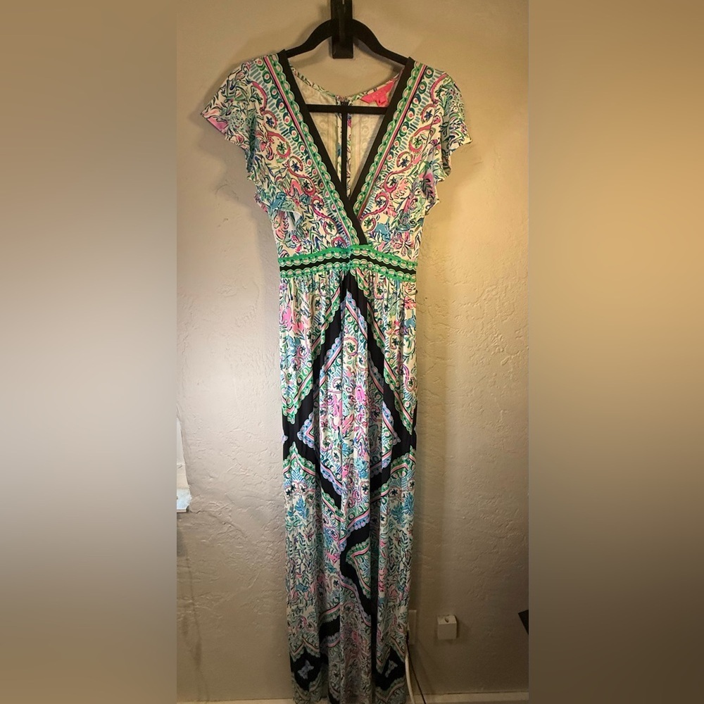 Lilly Pulitzer Roselle Maxi Dress Let's Get Wild print Size 0 - Picture 6 of 12